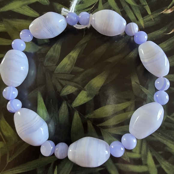 Blue Lace Agate And 6mm Blue Lace Agate Bracelet - Picture 2 of 8